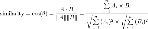 Cosine similarity formula